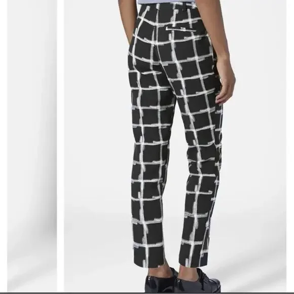 Topshop Windowpane Print Crepe Cigarette Pants 6 - Picture 4 of 12